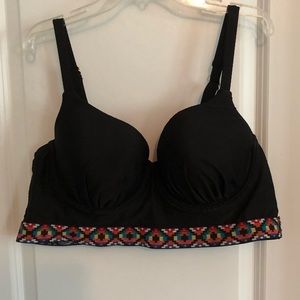 black bathing suit top w aztec pattern